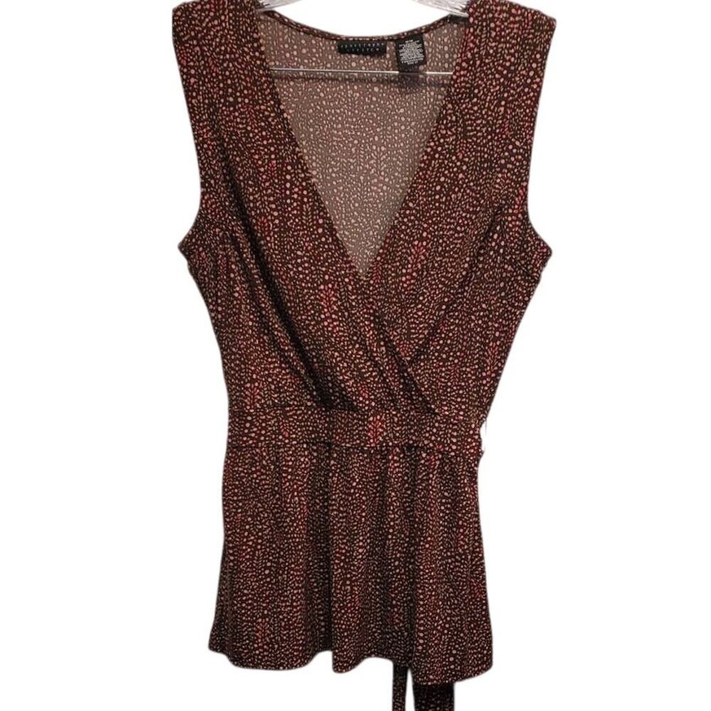 Apostrophe Stretch Sleeveless Faux Wrap Multicolored Ties in Back Size Medium